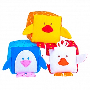 Набор из 3 кубиков "Зоомякиши" - Птицы (Мякиши, 245 МЯКИШИsim)